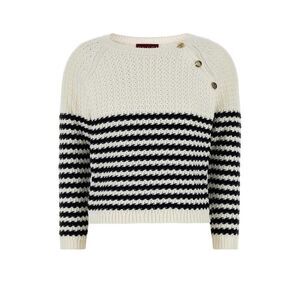 GUCCI Striped Knit Sweater with Button Detail Women STRIPPED T-Shirts & Tops